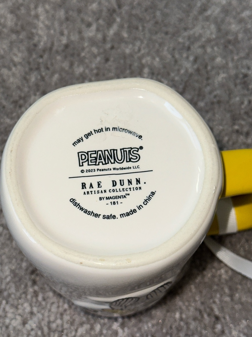 Peanuts by Rae Dunn Snoopy & Woodstock Yellow-Accent Ceramic Mug Happiness Is… - Picture 5 of 5